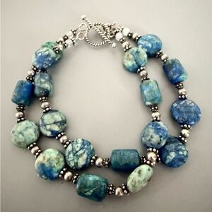 Blue and Green Beaded Bracelet